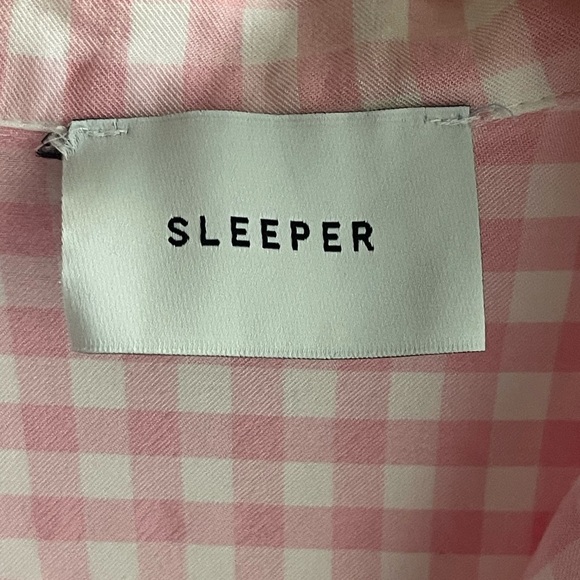 SLEEPER Party Pajama Set Top in Pink White Gingham Peter Pan (Top Only) LARGE - Picture 6 of 12